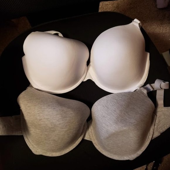 Never Worn Fruit of the Loom set of 2 38DDD bras underwire cotton white and gray - Picture 1 of 2